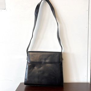 Black leather shoulder bag